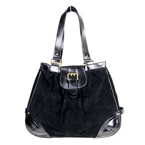 Timi & Leslie BLACK GENUINE LEATHER SUEDE BOHO TOTE SHOULDER BAG HANDBAG PURSE